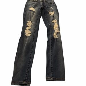 Aeropostale Black Distressed Straight Leg Jeans